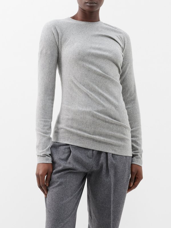 Toteme Asymmetric wool-blend flannel top