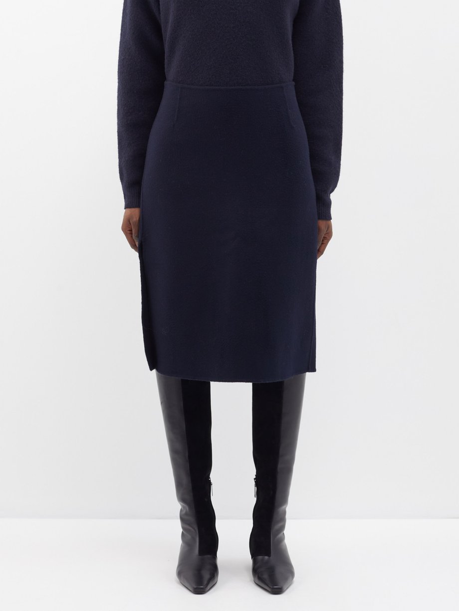 Toteme Side-slit wool-felt midi skirt