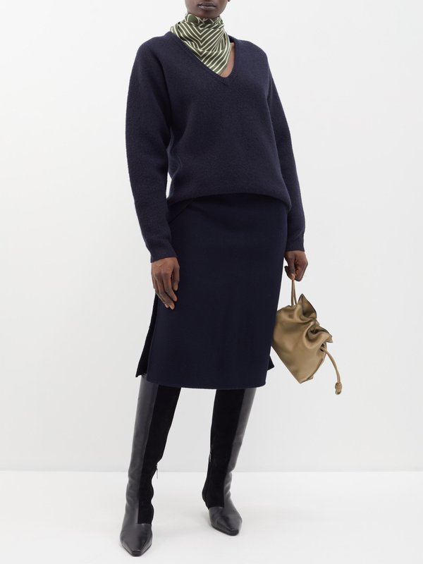 Toteme Side-slit wool-felt midi skirt