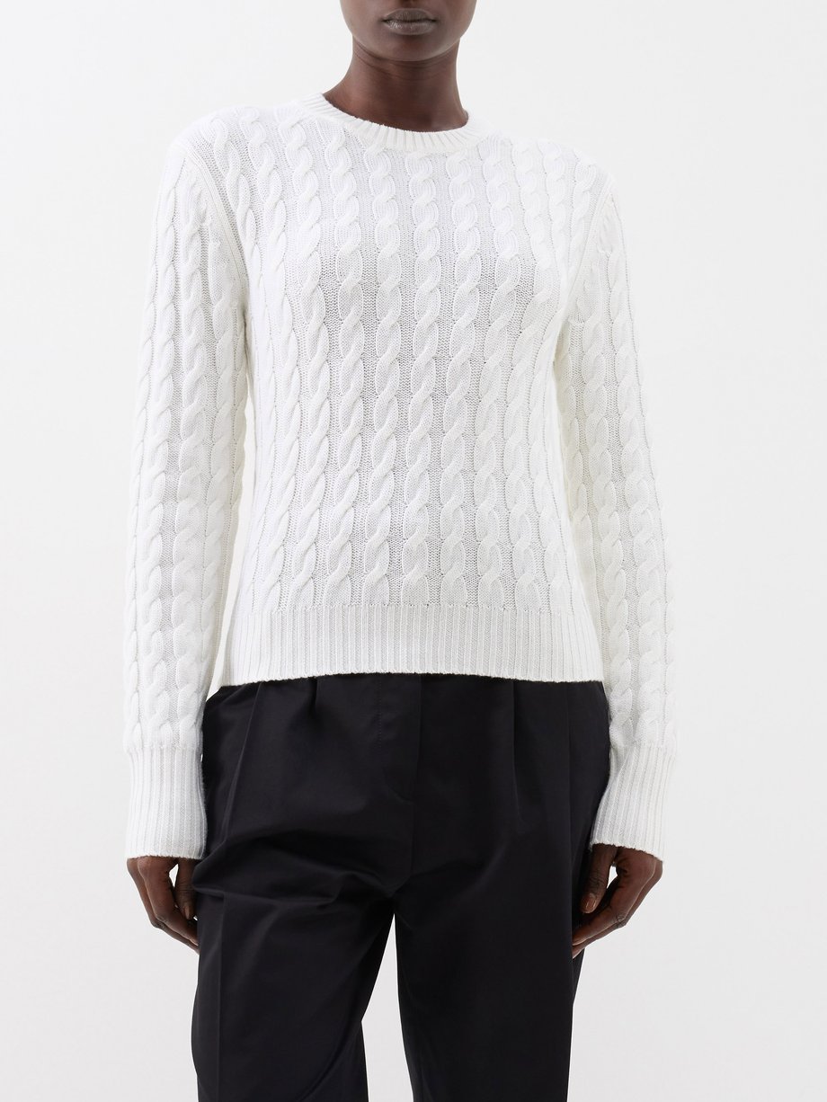 White Cable-knit wool sweater | Toteme | MATCHES UK