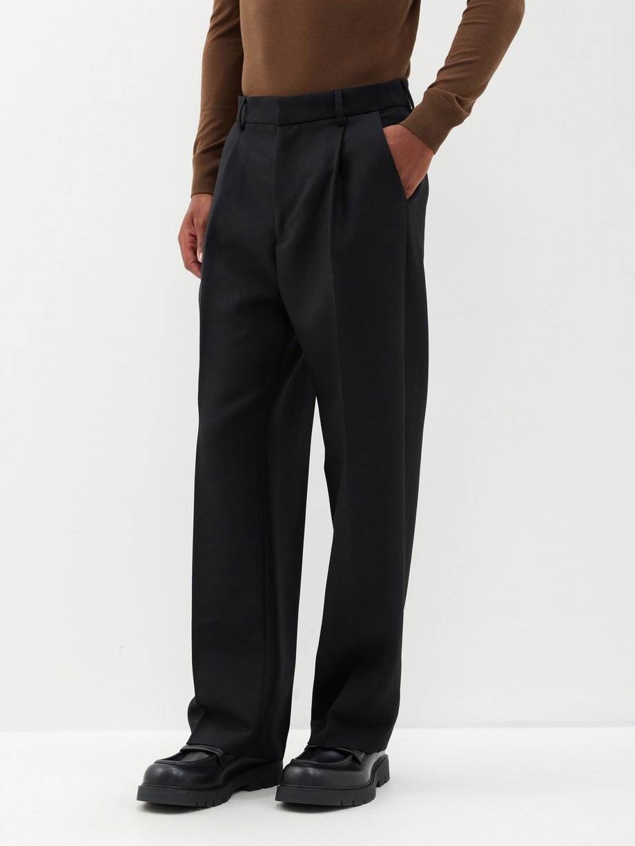 Black Pressed front wool-blend trousers | Winnie New York ...