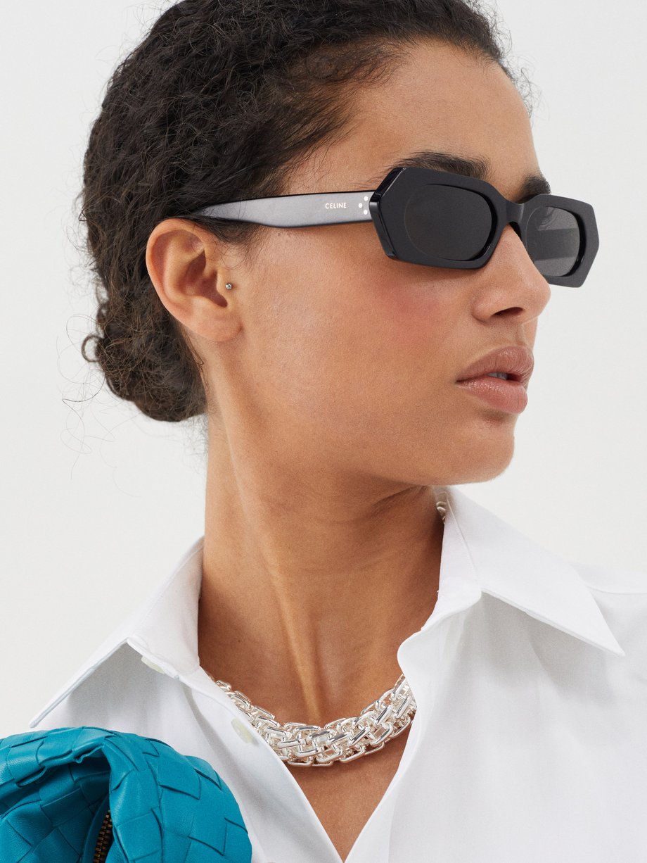 Black Hexagonal Acetate Sunglasses Celine Eyewear Matches Uk