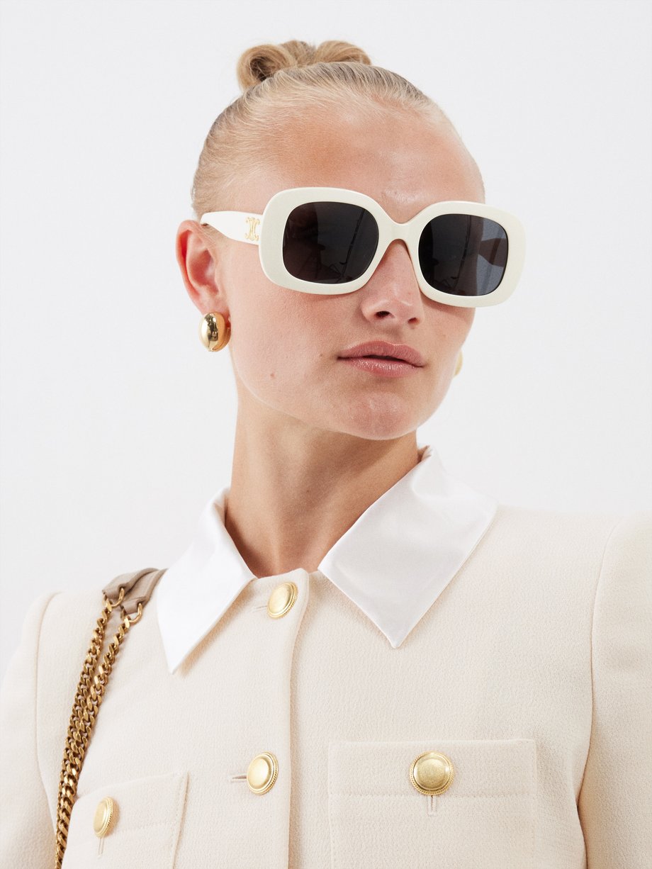 Ivory Triomphe oversized round acetate sunglasses | Celine Eyewear ...