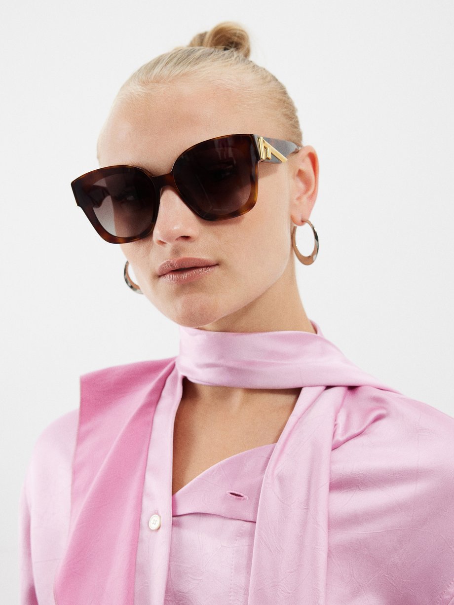 Brown Oversized square tortoiseshell-acetate sunglasses | Fendi Eyewear |  MATCHES UK