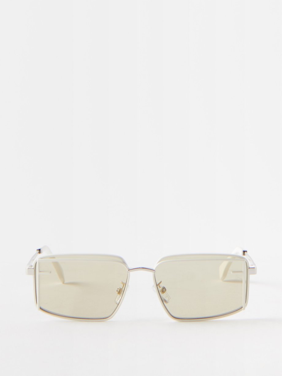 White Fendi First Sight square metal sunglasses | Fendi Eyewear ...