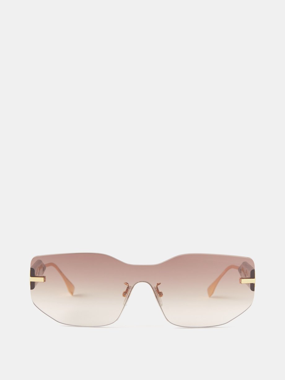 Brown Rimless shield acetate sunglasses, Fendi Eyewear