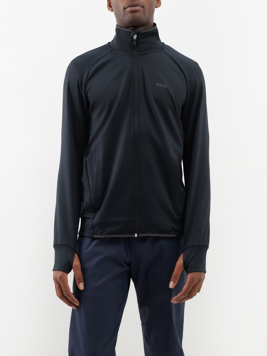 Black Sicon high-neck jersey jacket | BOSS | MATCHES UK
