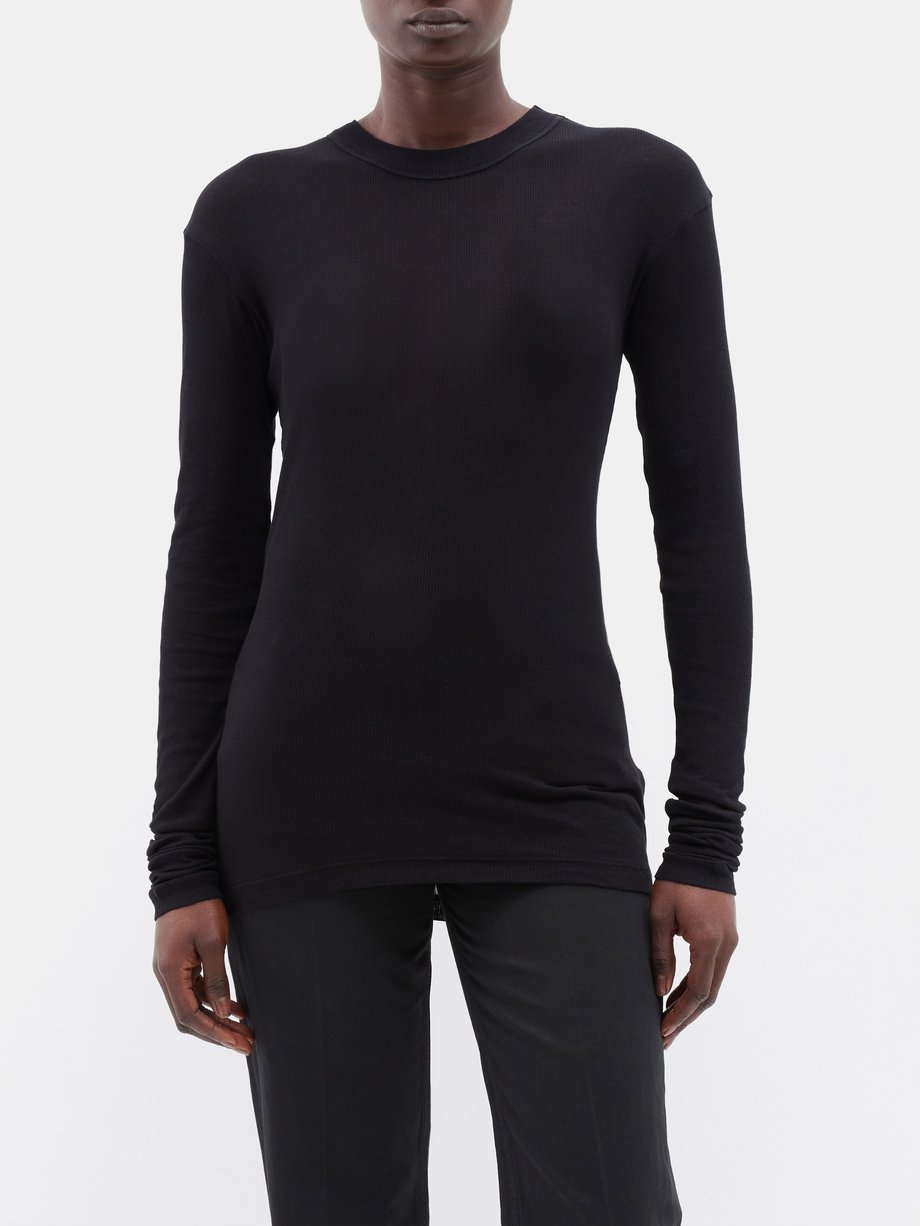 Black Ribbed organic-cotton long-sleeved T-shirt | BITE Studios ...