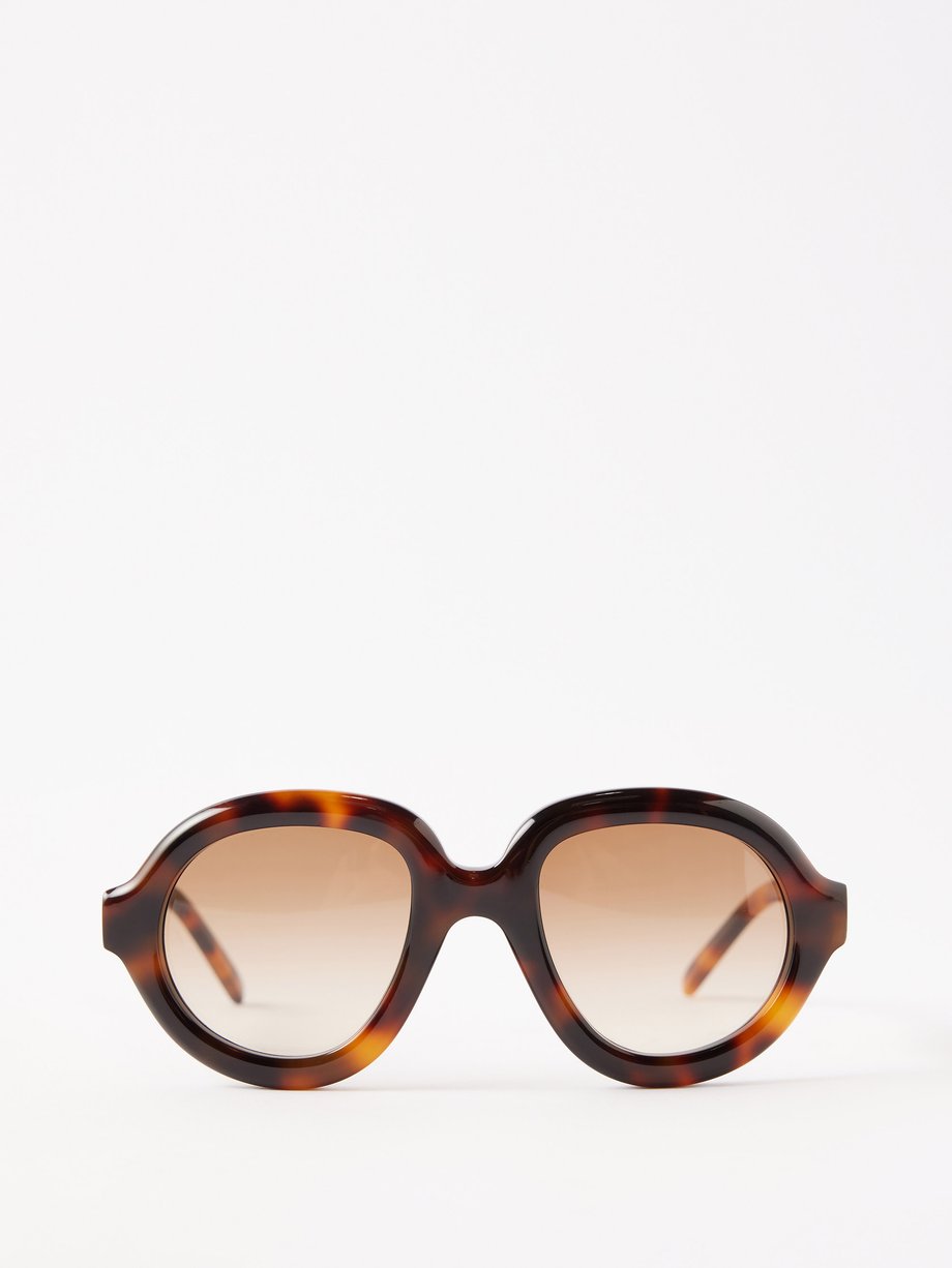 Brown Curvy round tortoiseshell-acetate sunglasses | LOEWE | MATCHES UK