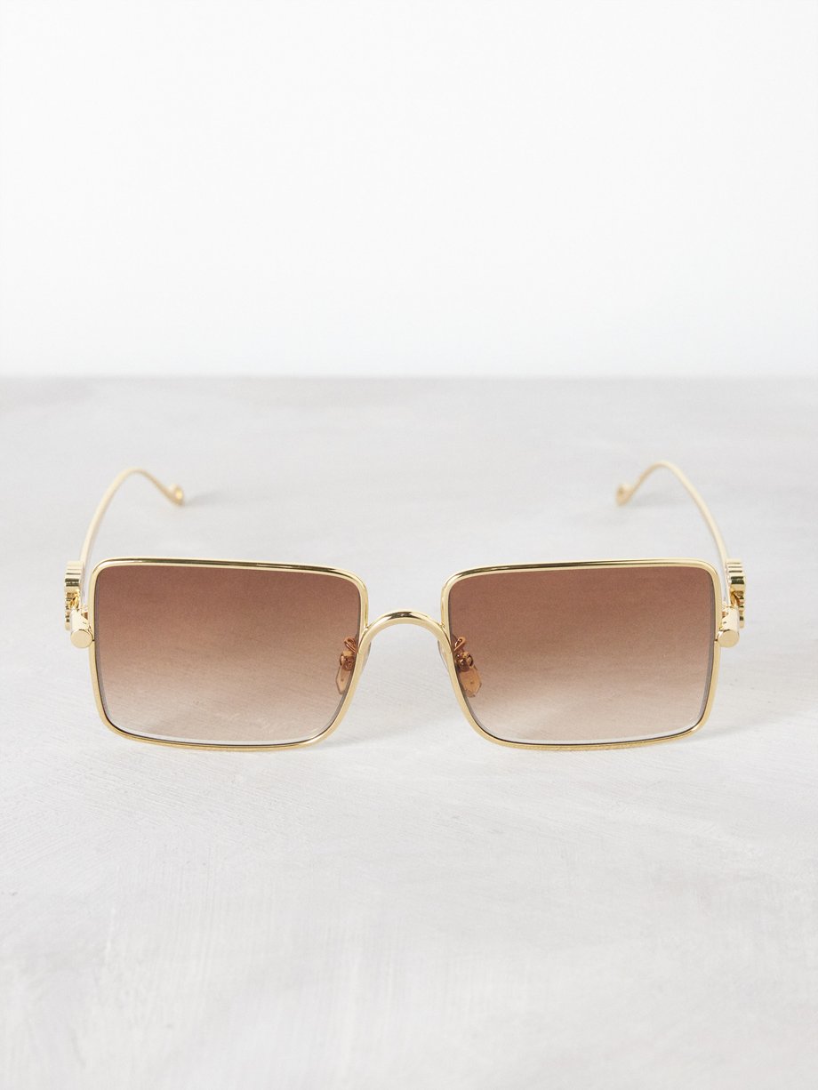 Gold Anagram-logo square-frame metal sunglasses | LOEWE | MATCHESFASHION US