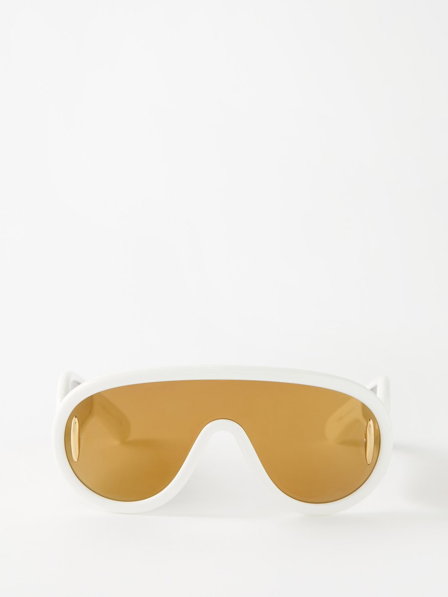 Bright Rainbow Fade Shield Sunglasses - White | Claire's US