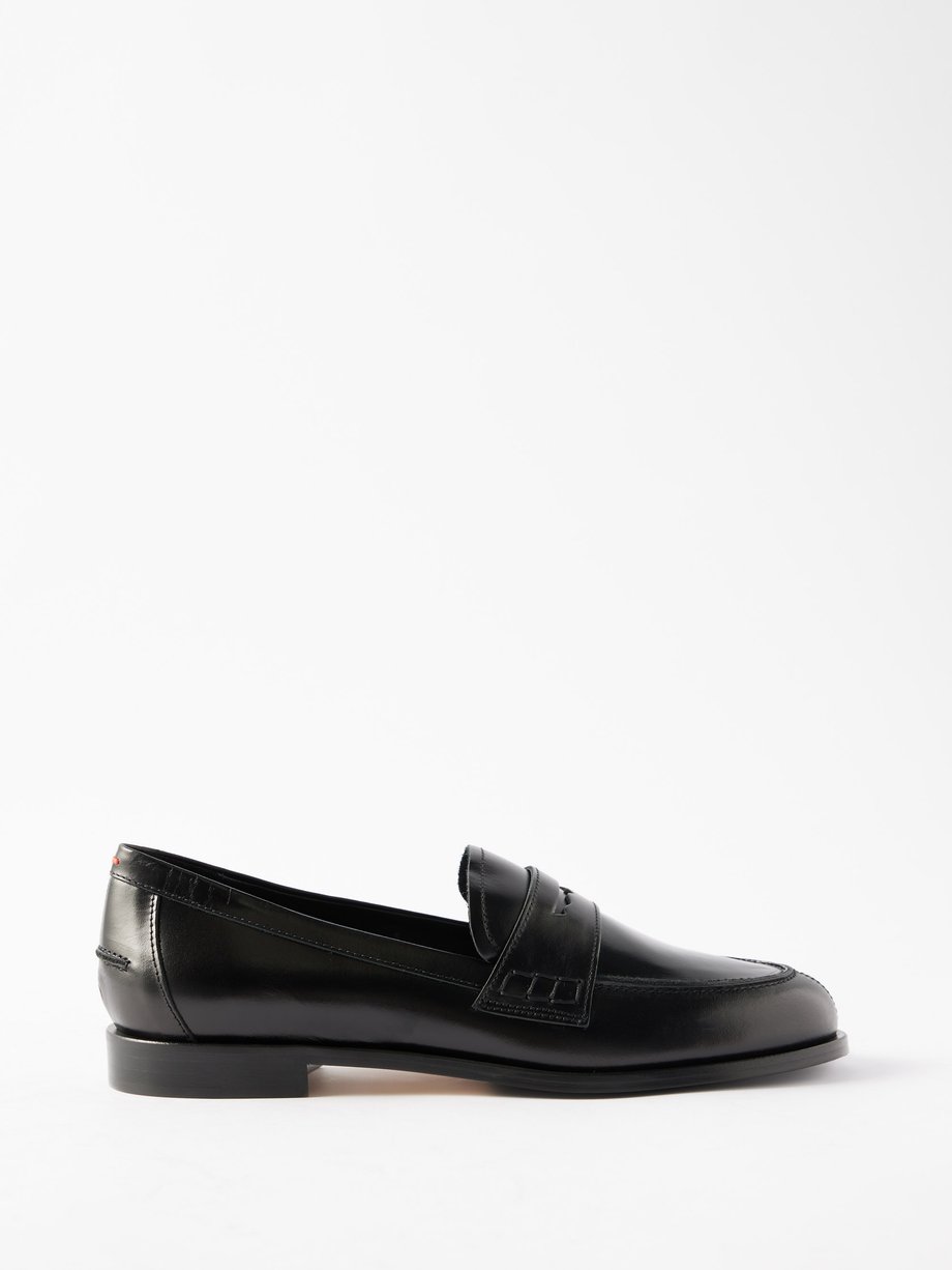 Black Oscar leather penny loafers | Aeyde | MATCHES UK