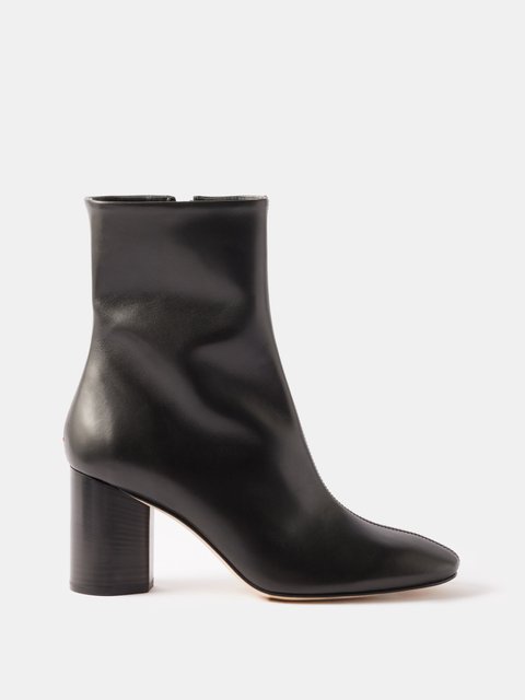 Black Tronchetti 55 logo-plaque leather ankle boots | Prada
