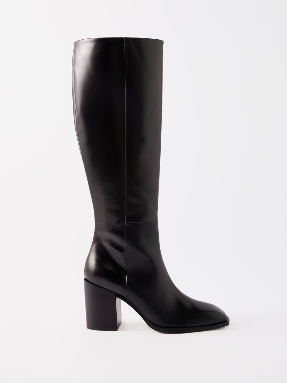 Black Teresa 75 leather knee-high boots | Aeyde | MATCHES UK