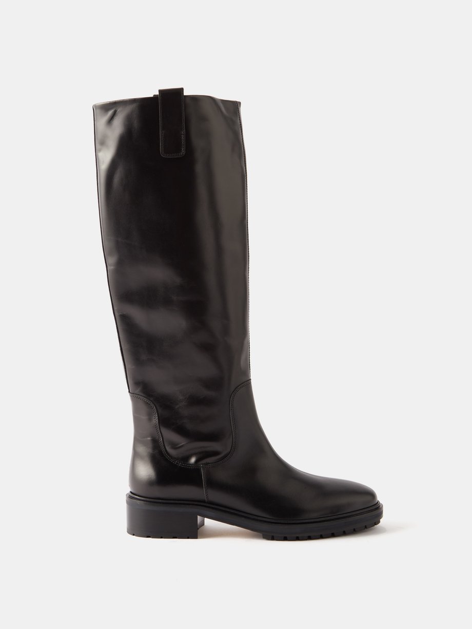 Black Henry smooth-leather knee-high boots | Aeyde | MATCHES UK