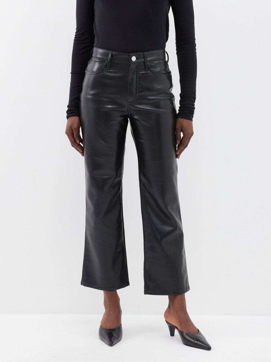 Black Le Jane recycled-leather blend trousers | FRAME | MATCHES UK