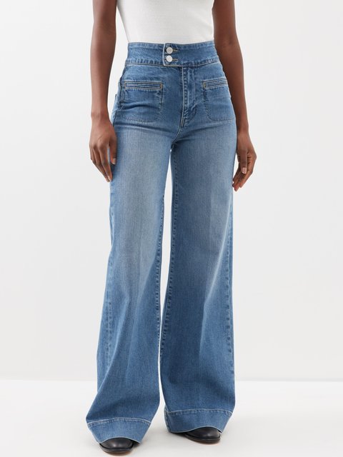 Seamed Front Wide-Leg Jeans for Women - Vintage Indigo | SPANX