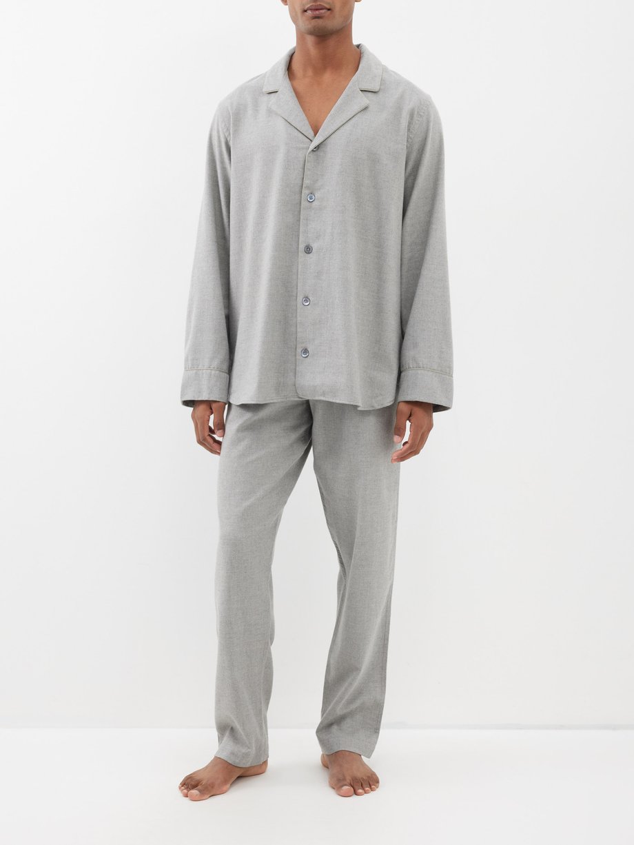 Grey Cotton-blend flannel pyjamas | Zimmerli | MATCHES UK