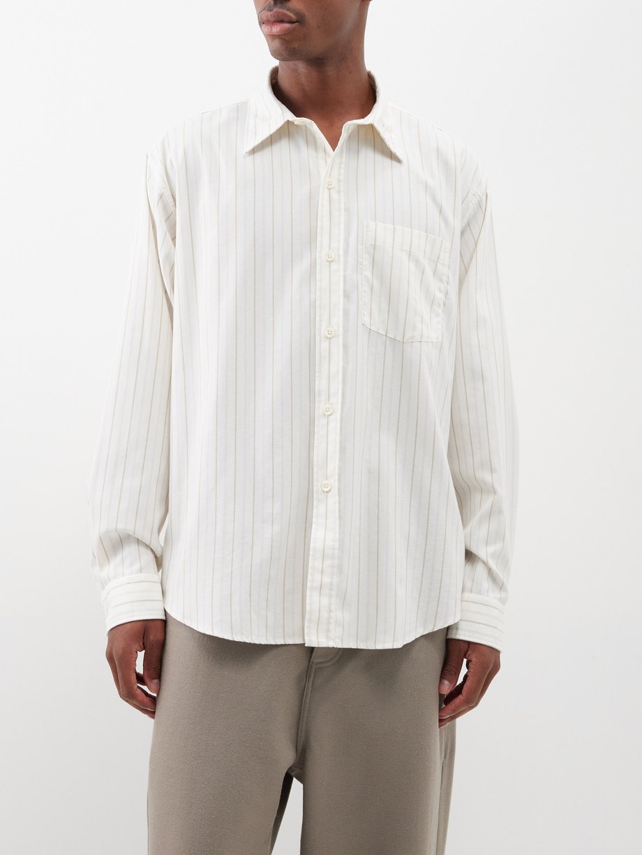 Beige Executive striped cotton-blend shirt | mfpen | MATCHESFASHION US