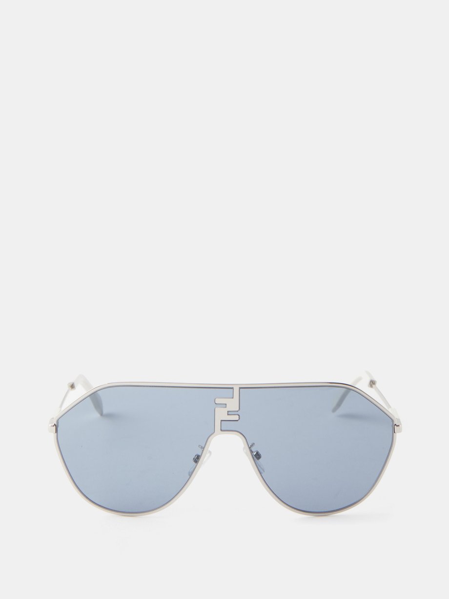 Fendi Eyewear Fendi Match aviator metal sunglasses Silver ...