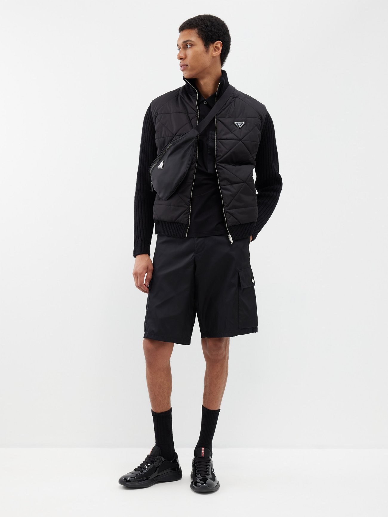 Quilted Re-Nylon and ribbed-knit jacket