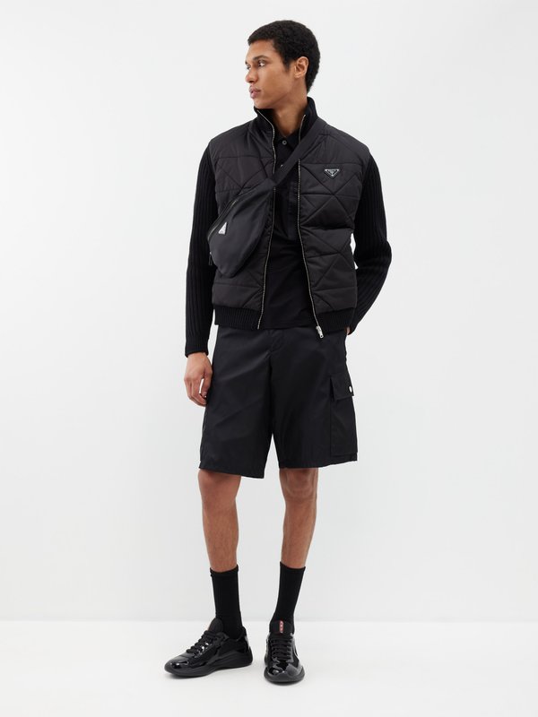 Black Quilted Re-Nylon and ribbed-knit jacket, Prada