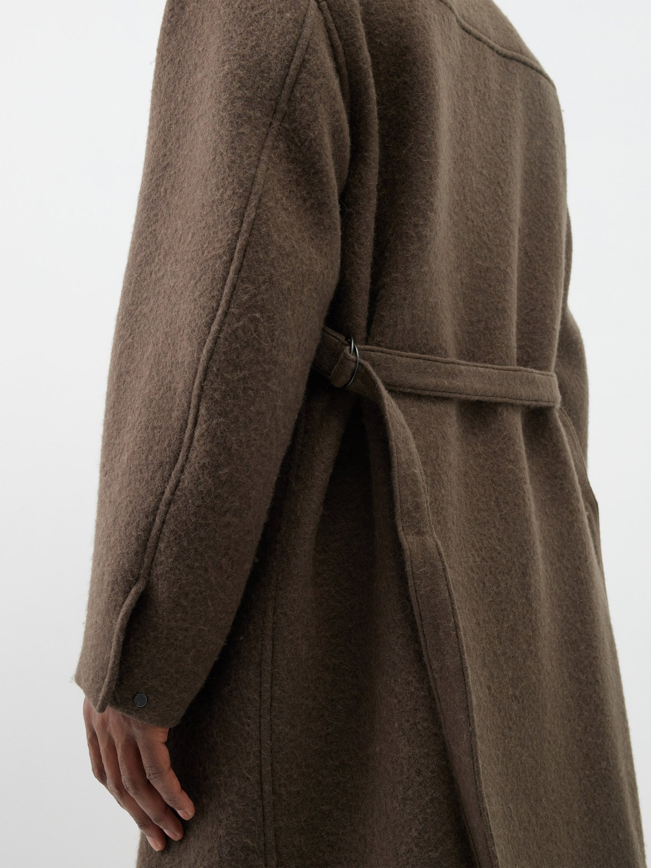 Brushed alpaca and wool hooded coat