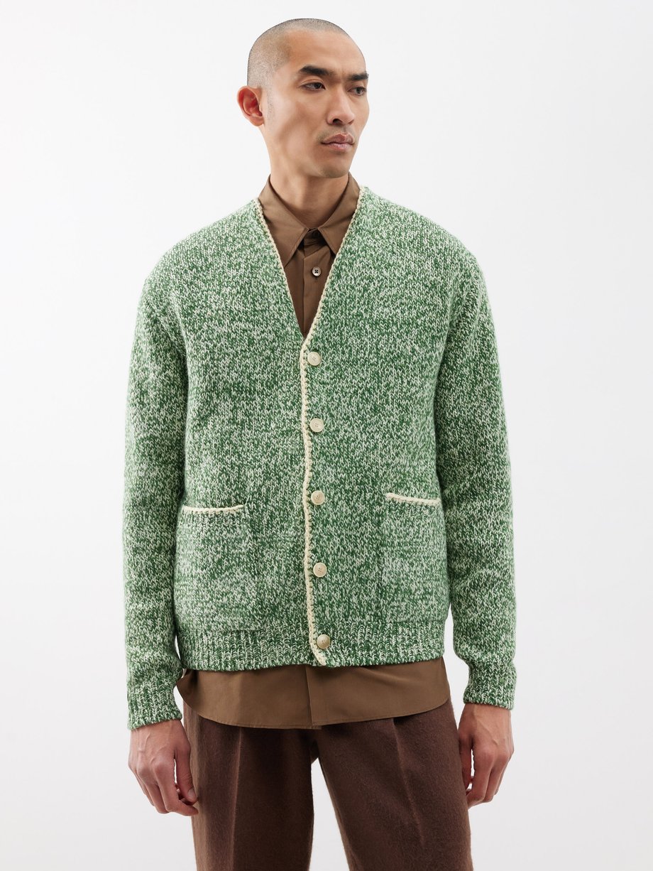 Green Mottled wool-blend cardigan | Auralee | MATCHES UK
