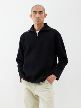 Auralee Spread-collar wool-blend sweater