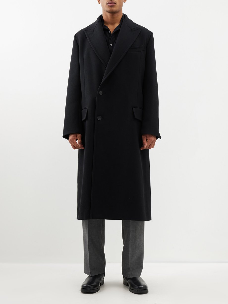 Black Carsey double-faced wool overcoat | Auralee | MATCHES UK