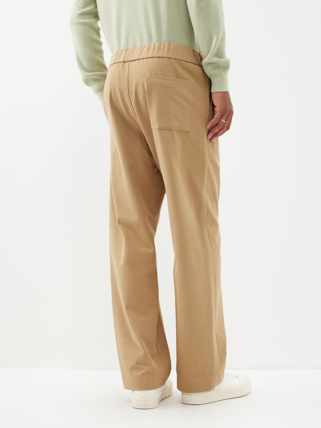 Beige Elasticated-waist cotton chino trousers | Auralee