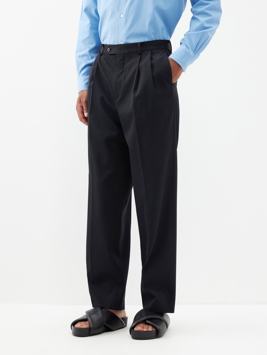 Black Max pleated wool-gabardine trousers | Auralee