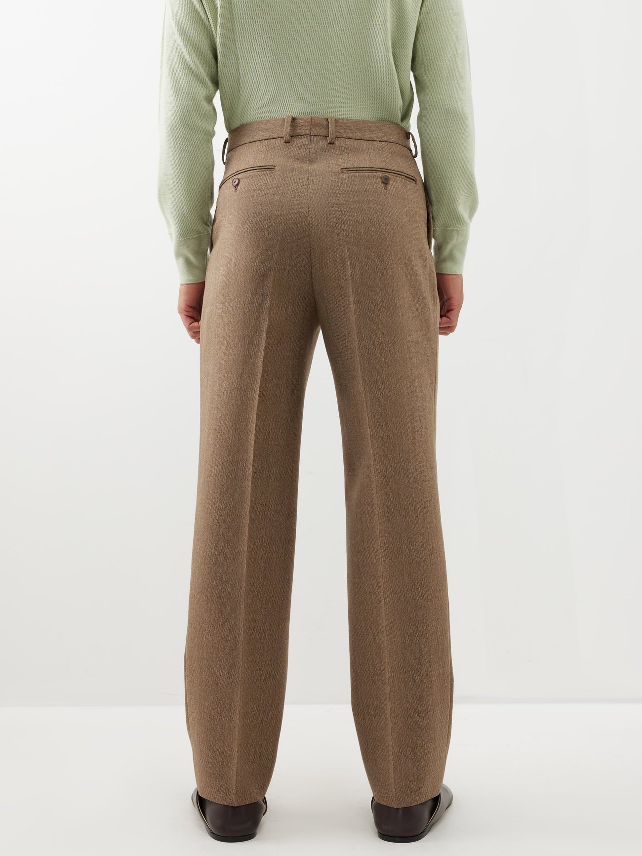 Brown Dobby pleated wool trousers | Auralee | MATCHESFASHION US