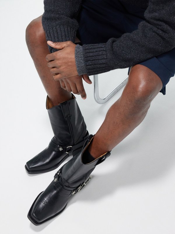 Black Harness concho-embellished leather boots | Toga Virilis 