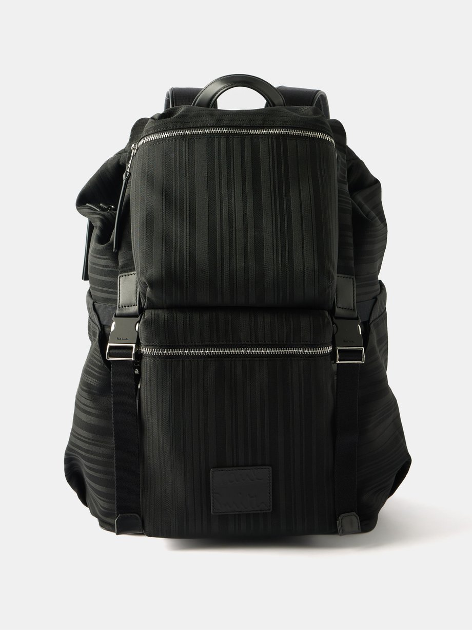 Paul Smith Paul Smith Shadow Stripe leather-trim backpack Black ...