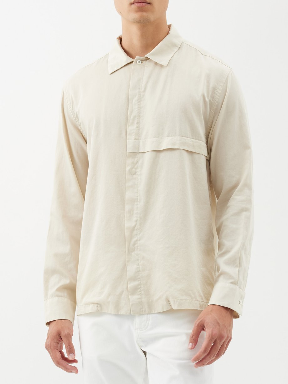 Neutral Panelled crinkled cotton shirt Barena Venezia MATCHES UK