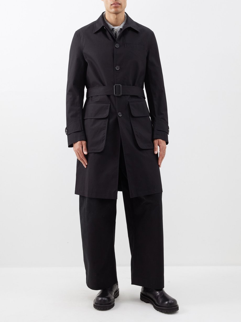 Black Grandpa waxed-cotton overcoat | Oliver Spencer | MATCHESFASHION UK