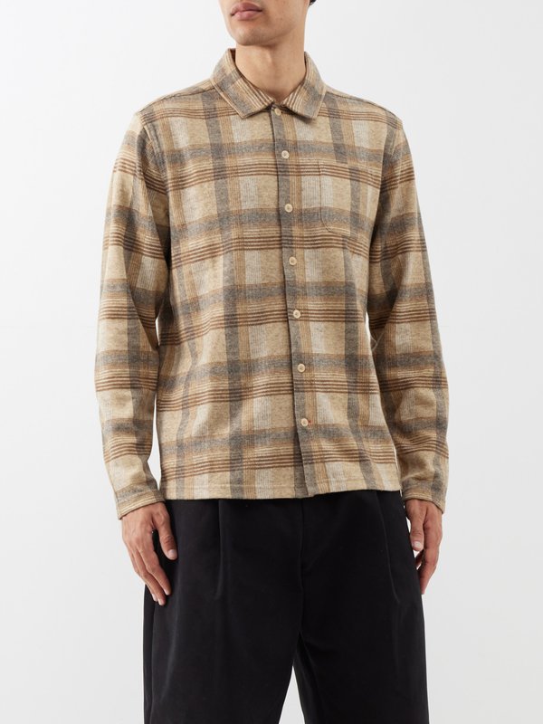 Oliver Spencer Riviera checked jersey-knit shirt