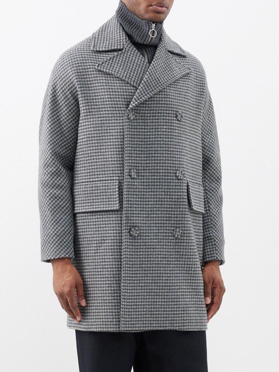 Grey Malone double-breasted houndstooth wool coat | Officine Générale ...