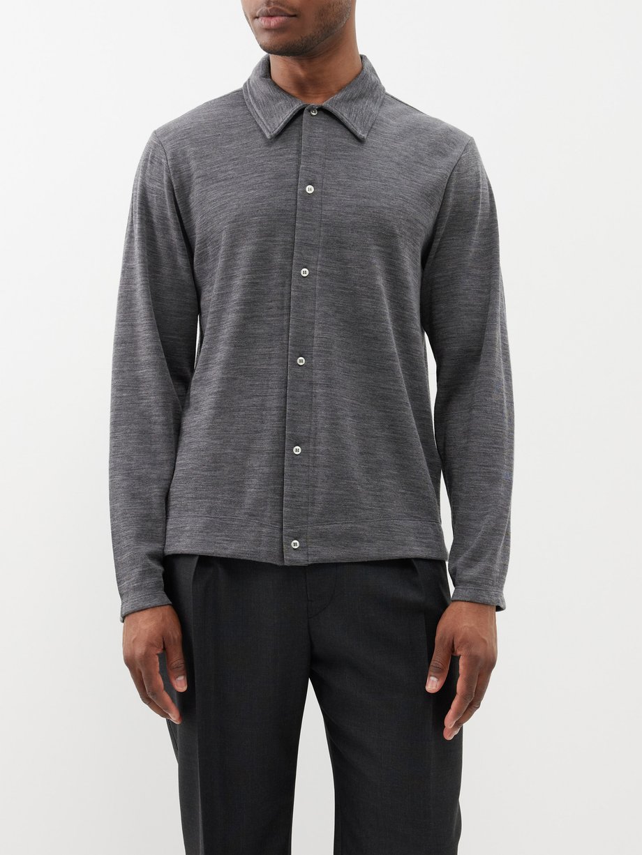 Grey Brent wool-blend polo shirt | Officine Générale | MATCHES UK