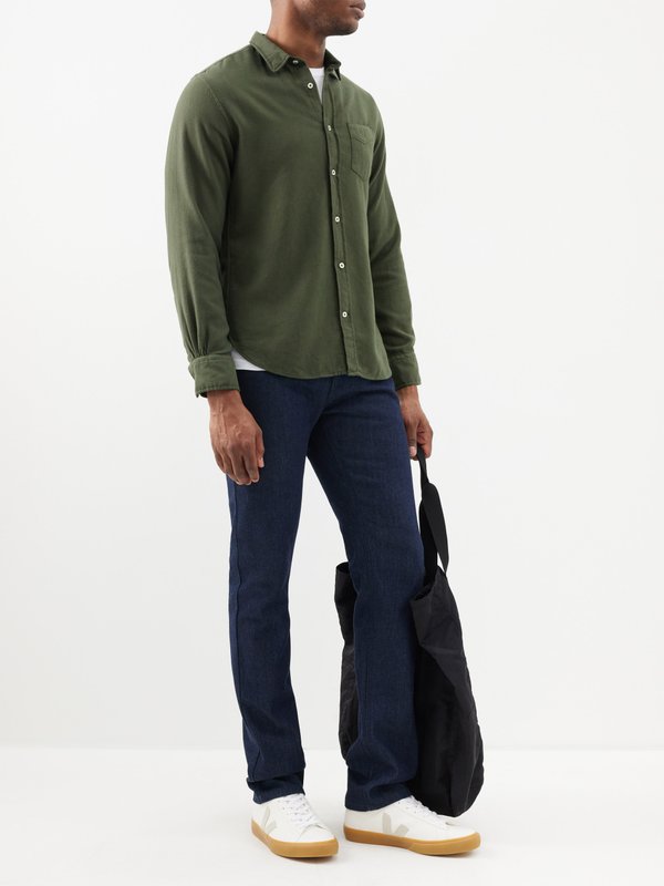 Green Lipp brushed-cotton shirt | Officine Générale | MATCHES UK