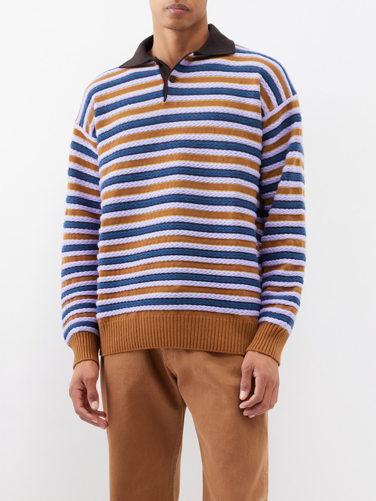 X The Elder Statesman Cashmere And Wool Polo Sweater in