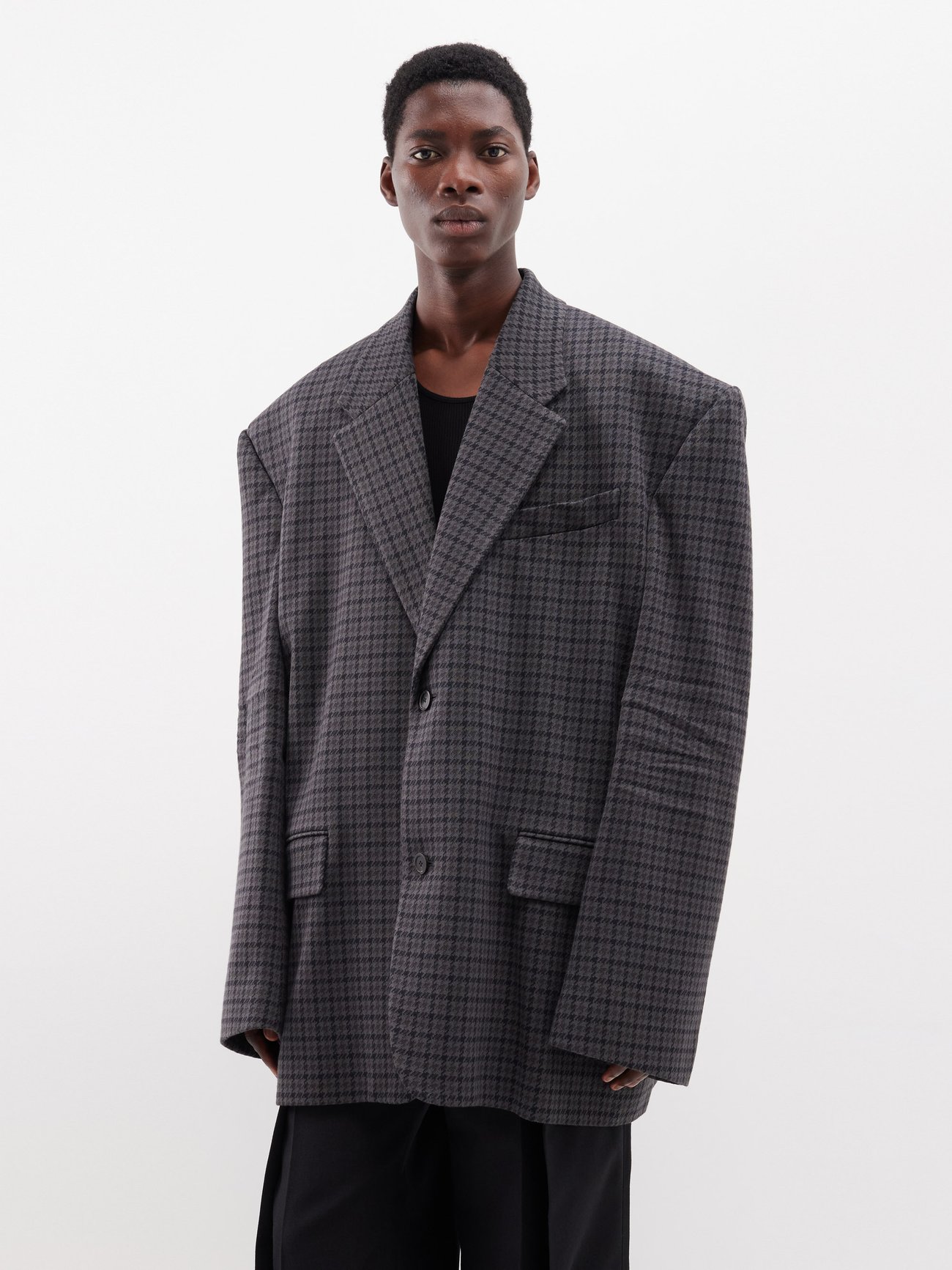 Grey Oversized houndstooth twill jacket | Balenciaga | MATCHES UK