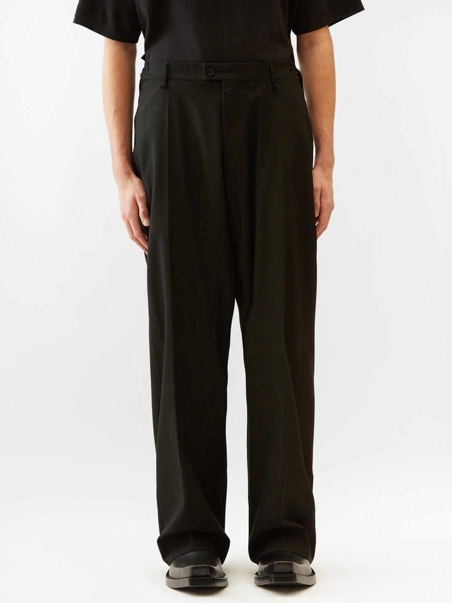 Black DIY oversized wool-twill trousers | Balenciaga | MATCHES UK