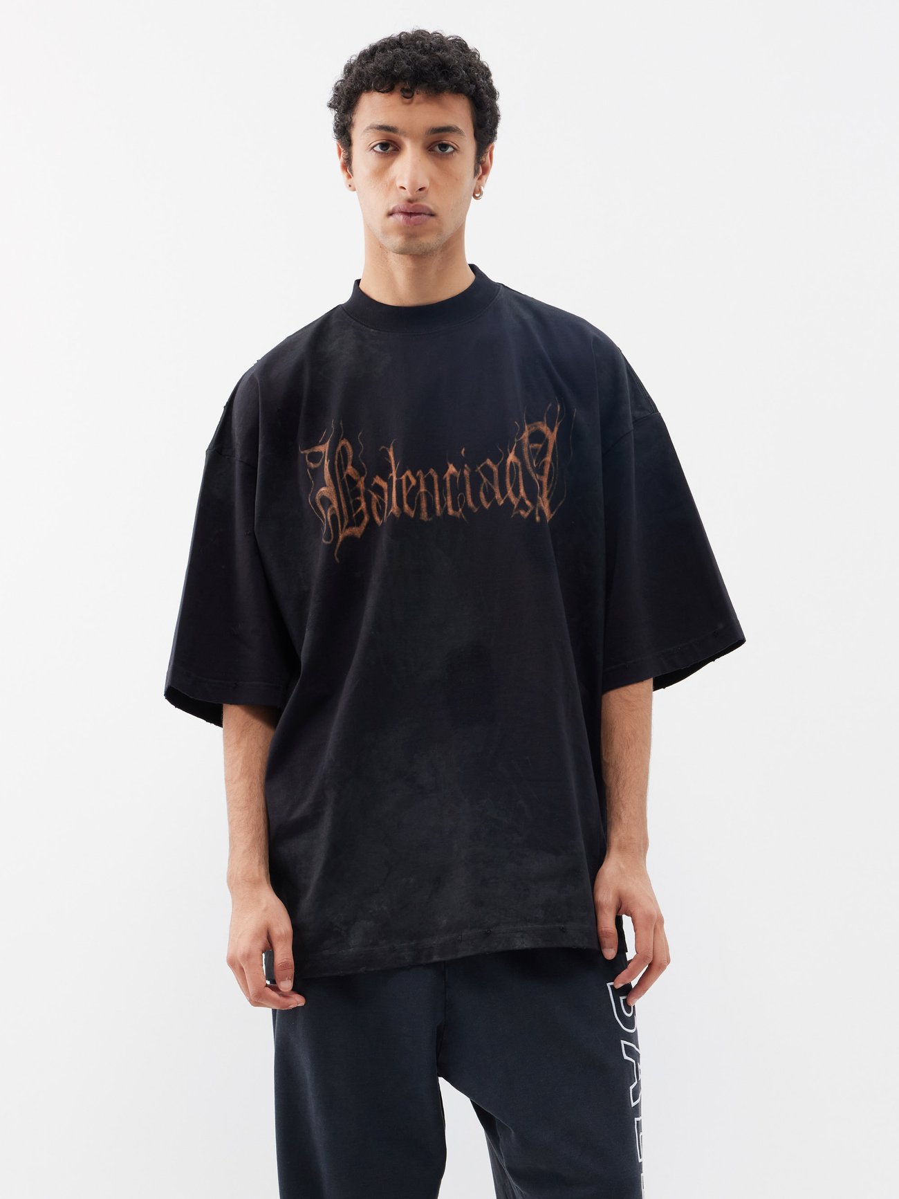 Black Heavy Metal-print cotton-jersey T-shirt | Balenciaga ...
