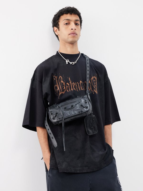 Black Heavy Metal-print cotton-jersey T-shirt, Balenciaga