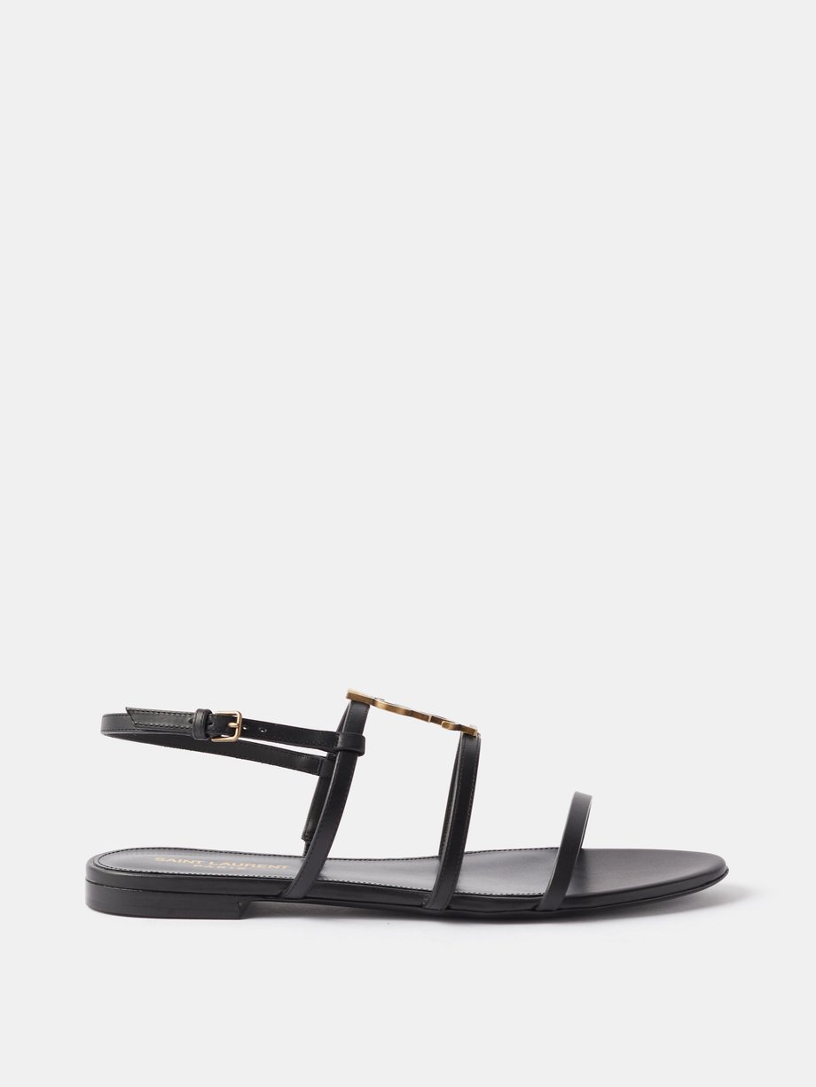 Black Cassandra leather slingback sandals | Saint Laurent | MATCHES UK