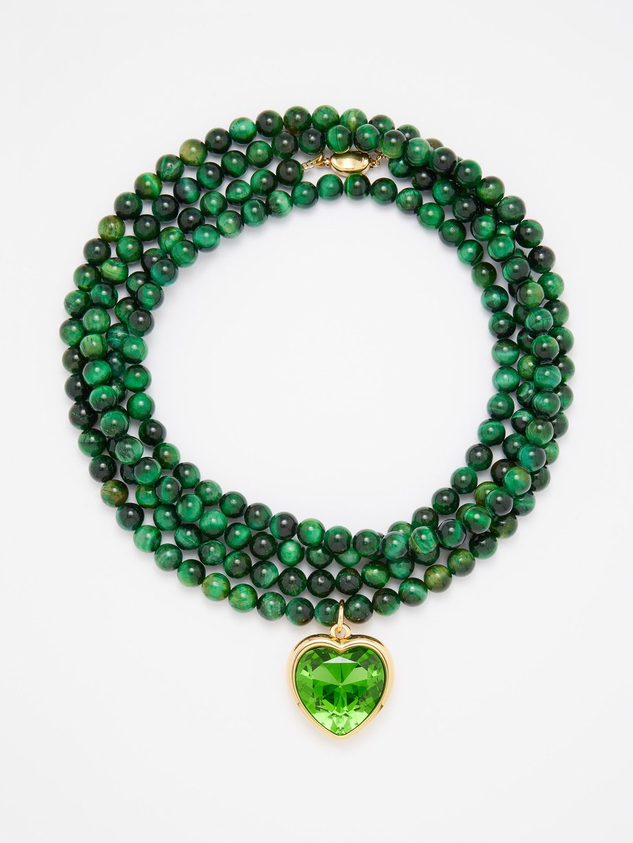 Green Heart jade and 24kt gold-plated necklace | Timeless Pearly ...