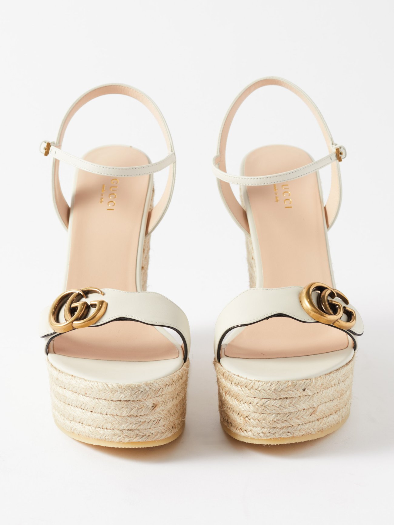 Gucci Double G Wedge Sandals 130 In White