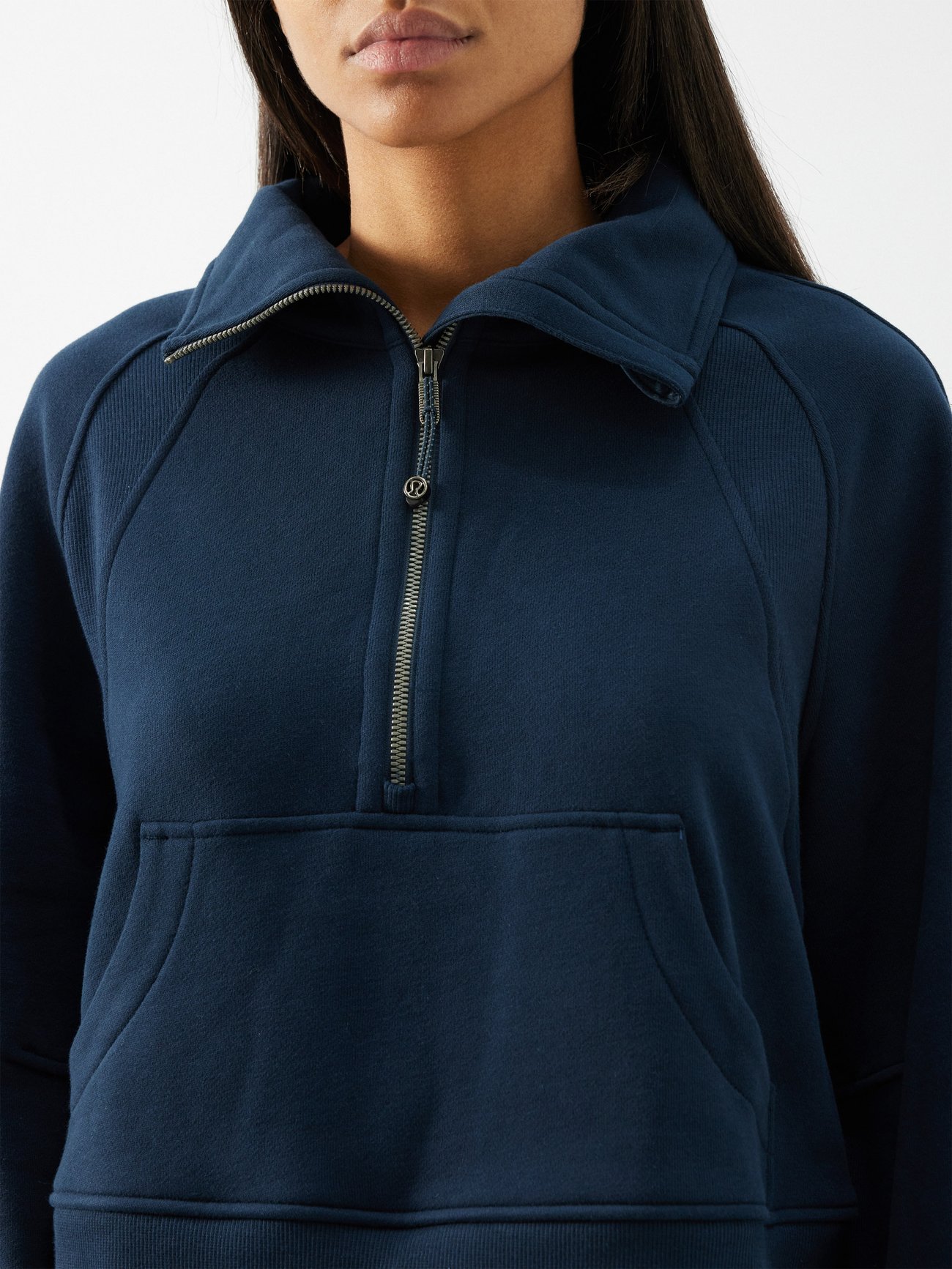 lululemon athletica Scuba Half-zip Cotton-blend Cropped Sweatshirt in Blue